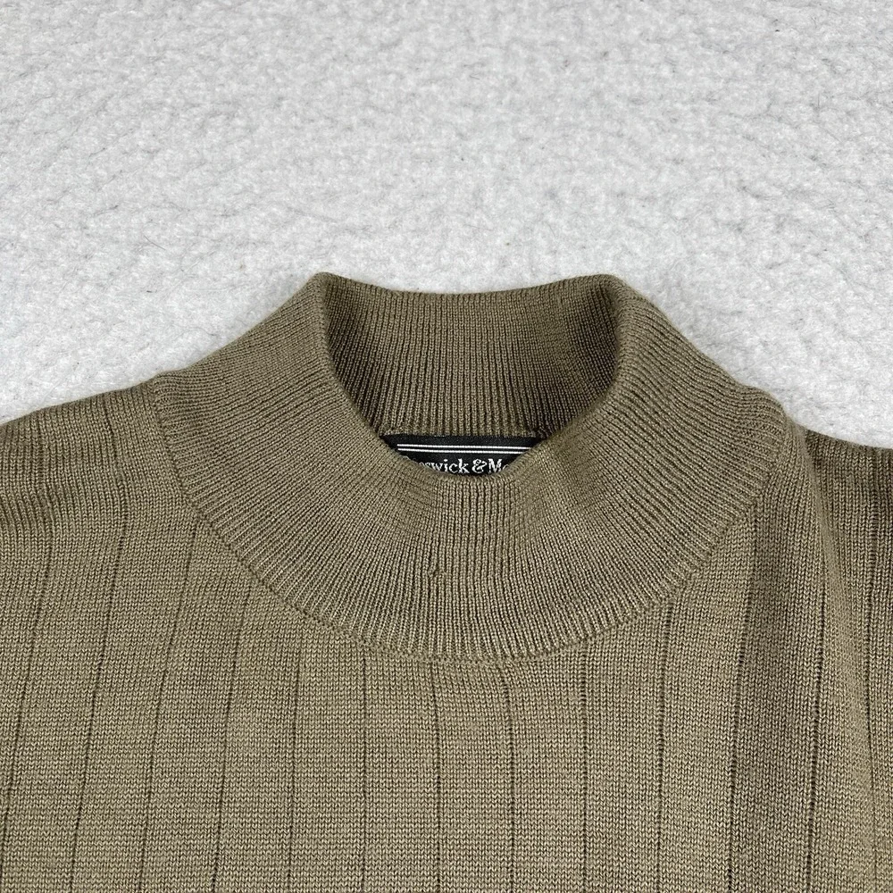 Preswick &‎ Moore Sweater Mens XL Beige Ribbed Career Merino Wool Italy Office